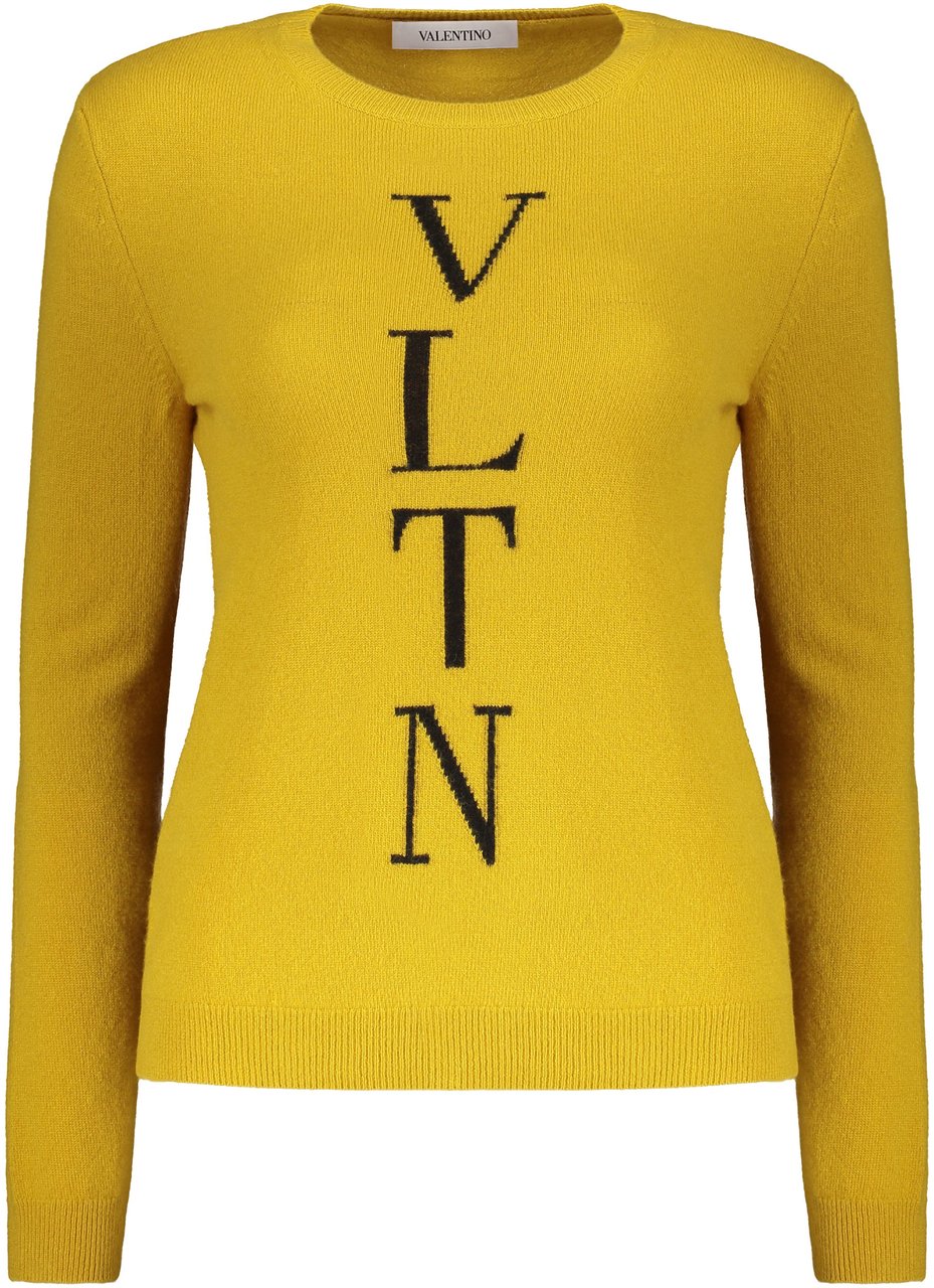 Valentino Long sleeve crew-neck sweater Geel
