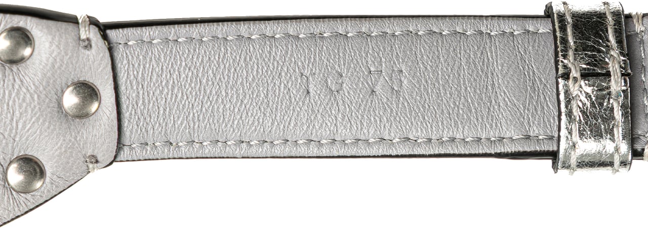 Valentino Metallic Craquele Nappa Rockstud Spike Belt Bag Zilver