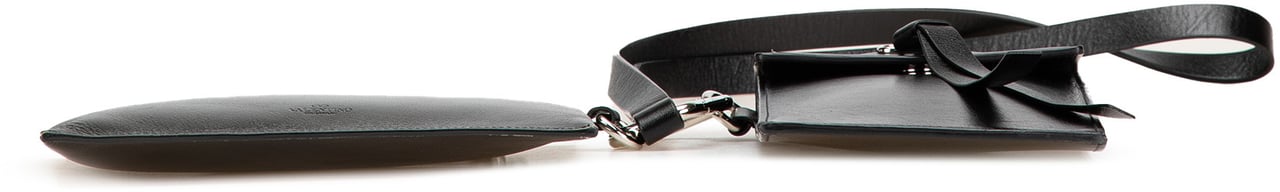 Valentino Leather VRing Neck Pouch Zwart