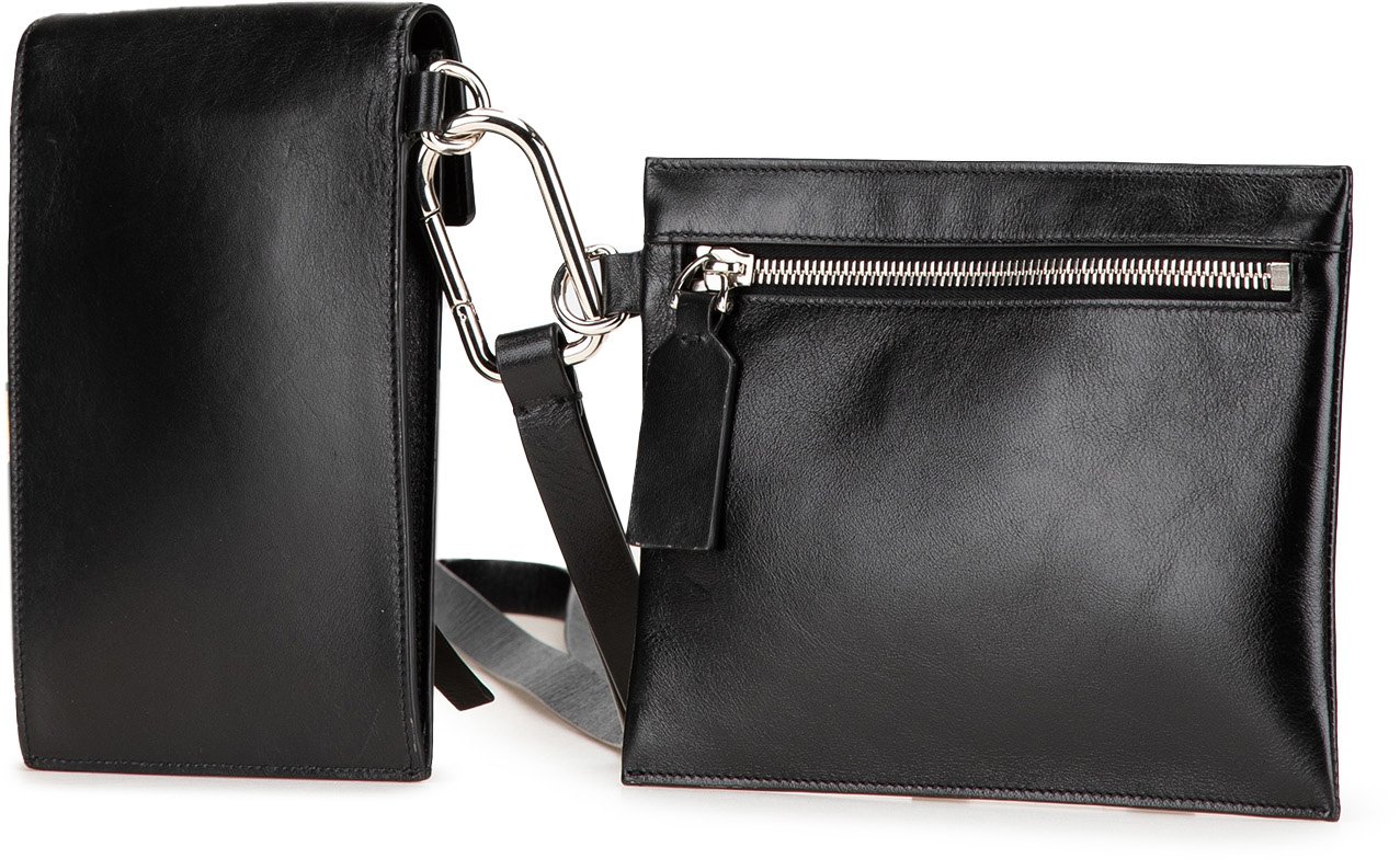 Valentino Leather VRing Neck Pouch Zwart