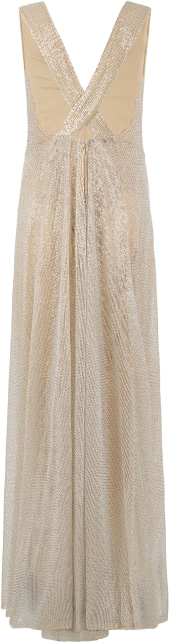 Valentino Long elegant dress with V-neckline Zilver