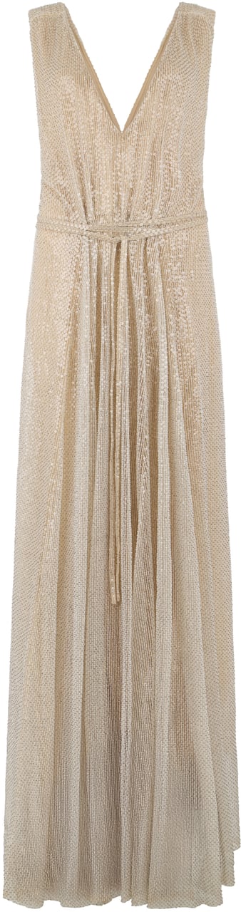 Valentino Long elegant dress with V-neckline Zilver