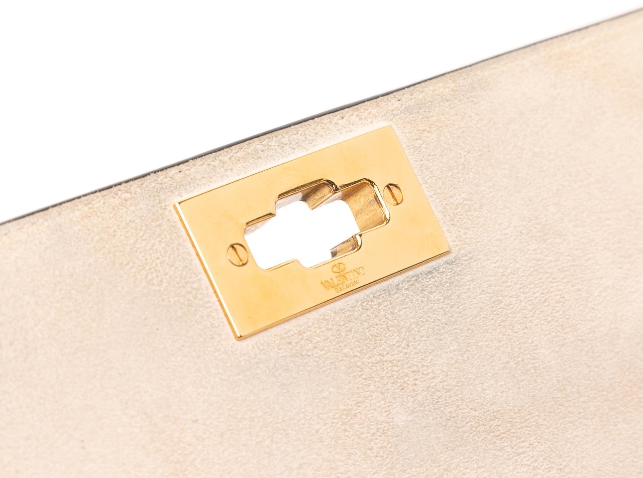 Valentino Large Grained Calfskin Roman Stud Satchel Wit