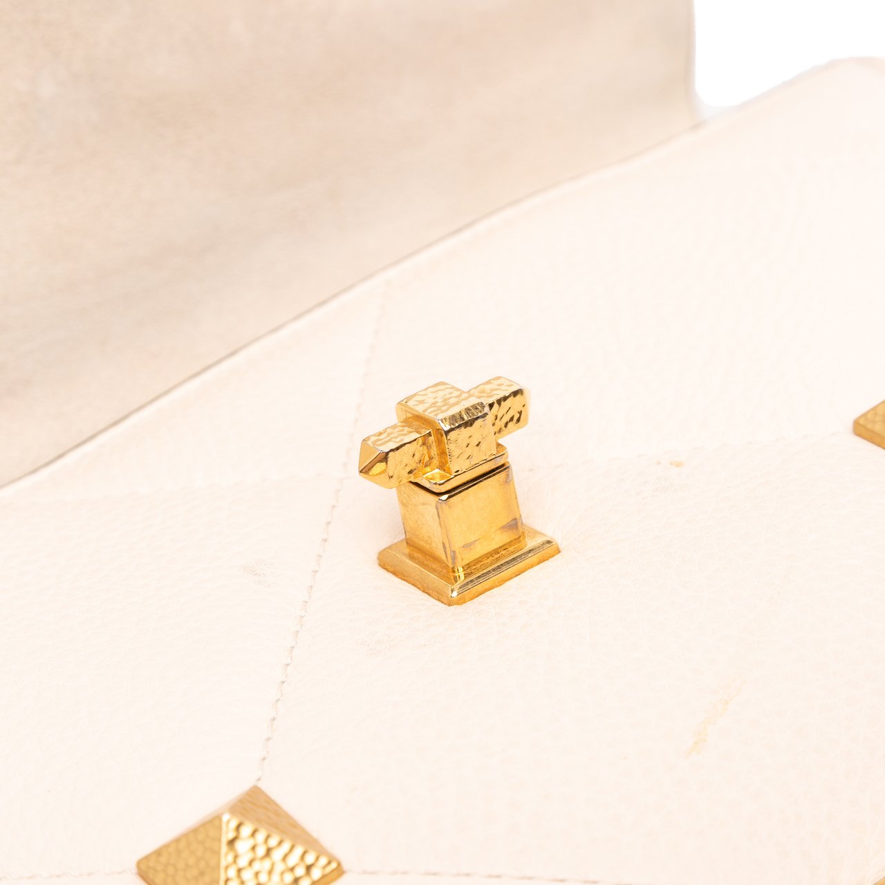 Valentino Large Grained Calfskin Roman Stud Satchel Wit