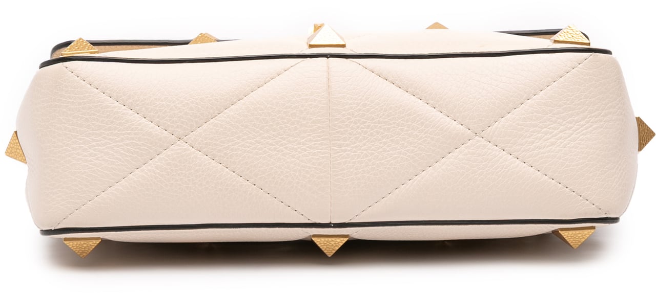 Valentino Large Grained Calfskin Roman Stud Satchel Wit