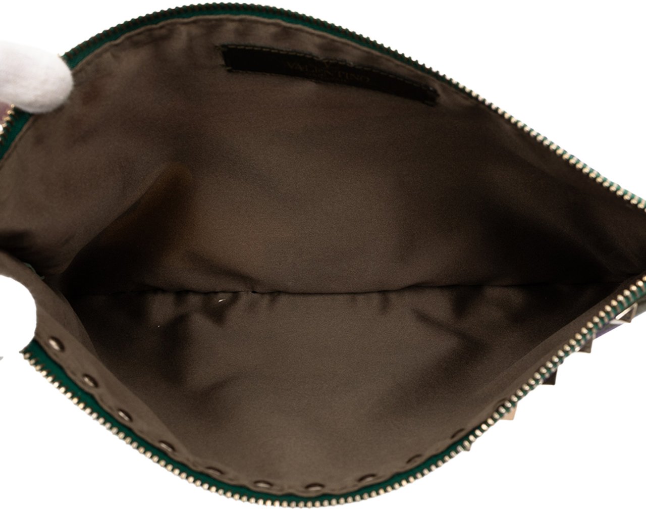 Valentino Nylon Rockstud Camouflage Zip Clutch Groen