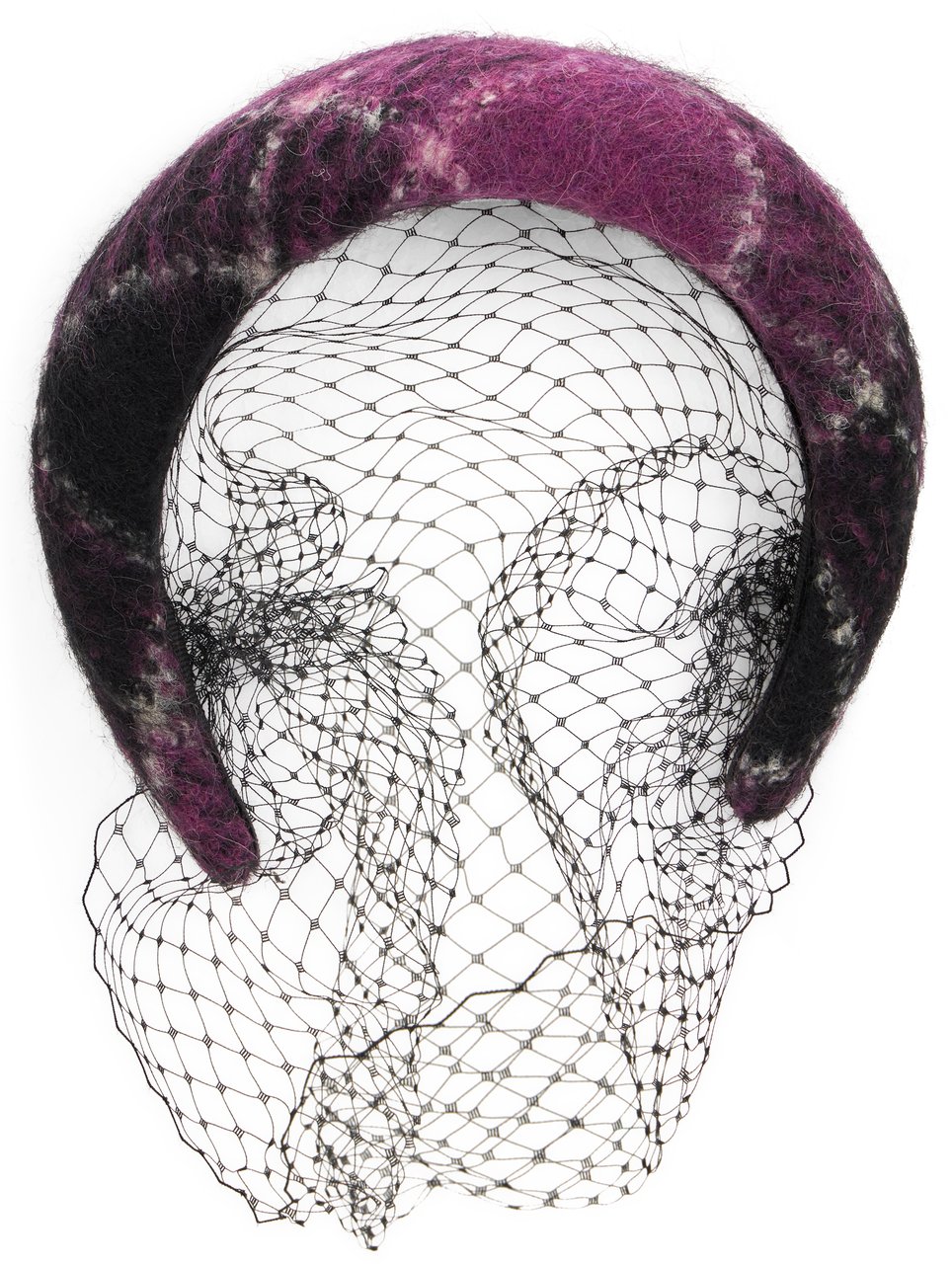 Valentino Elegant headband for hair in shades of purple and black with decorative mesh. Paars