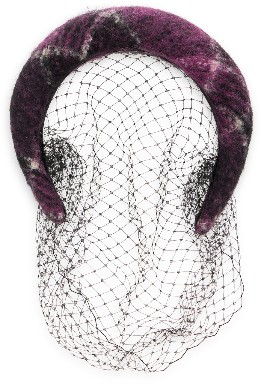 Valentino Elegant headband for hair in shades of purple and black with decorative mesh. Paars