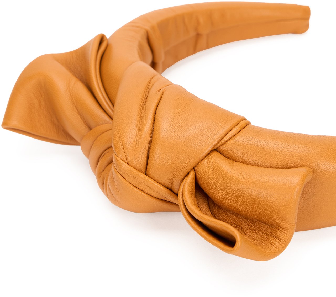 Valentino Elegant hairband made of camel-colored leather, elegant and versatile. Lichtblauw
