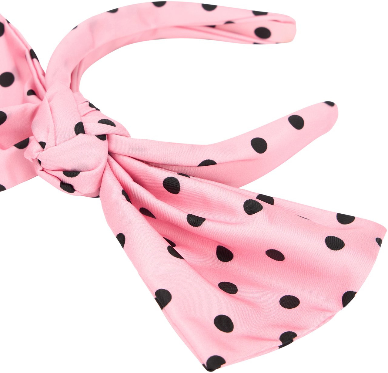 Valentino Pink hairband with black polka dot bow. Roze