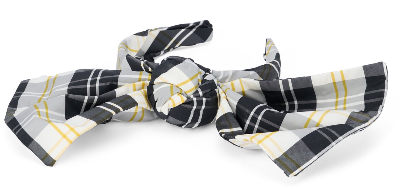 Valentino Headband for hair in shades of cream white, black and yellow with a large decorative bow. Neutraal