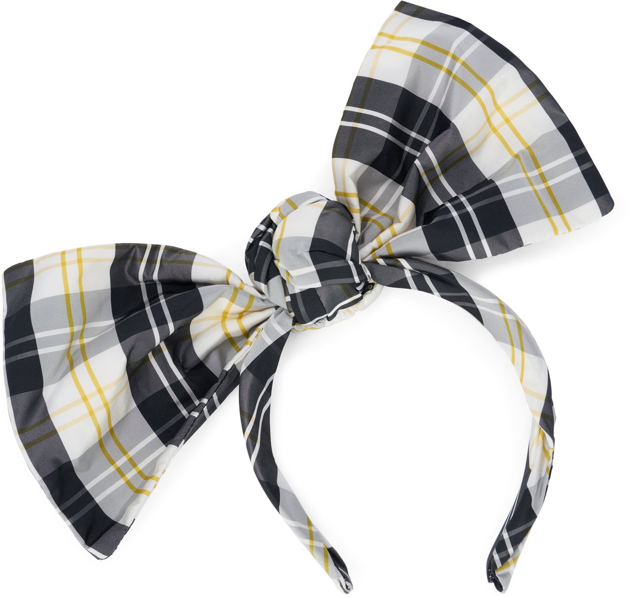 Valentino Headband for hair in shades of cream white, black and yellow with a large decorative bow. Neutraal
