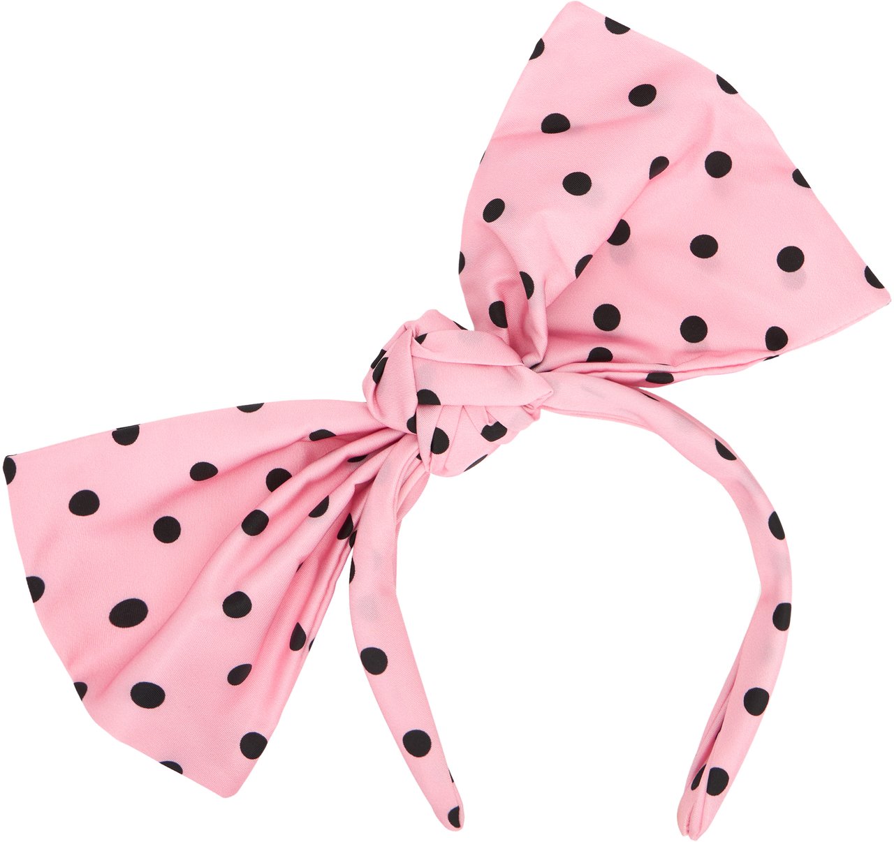 Valentino Pink hairband with black polka dot bow. Roze