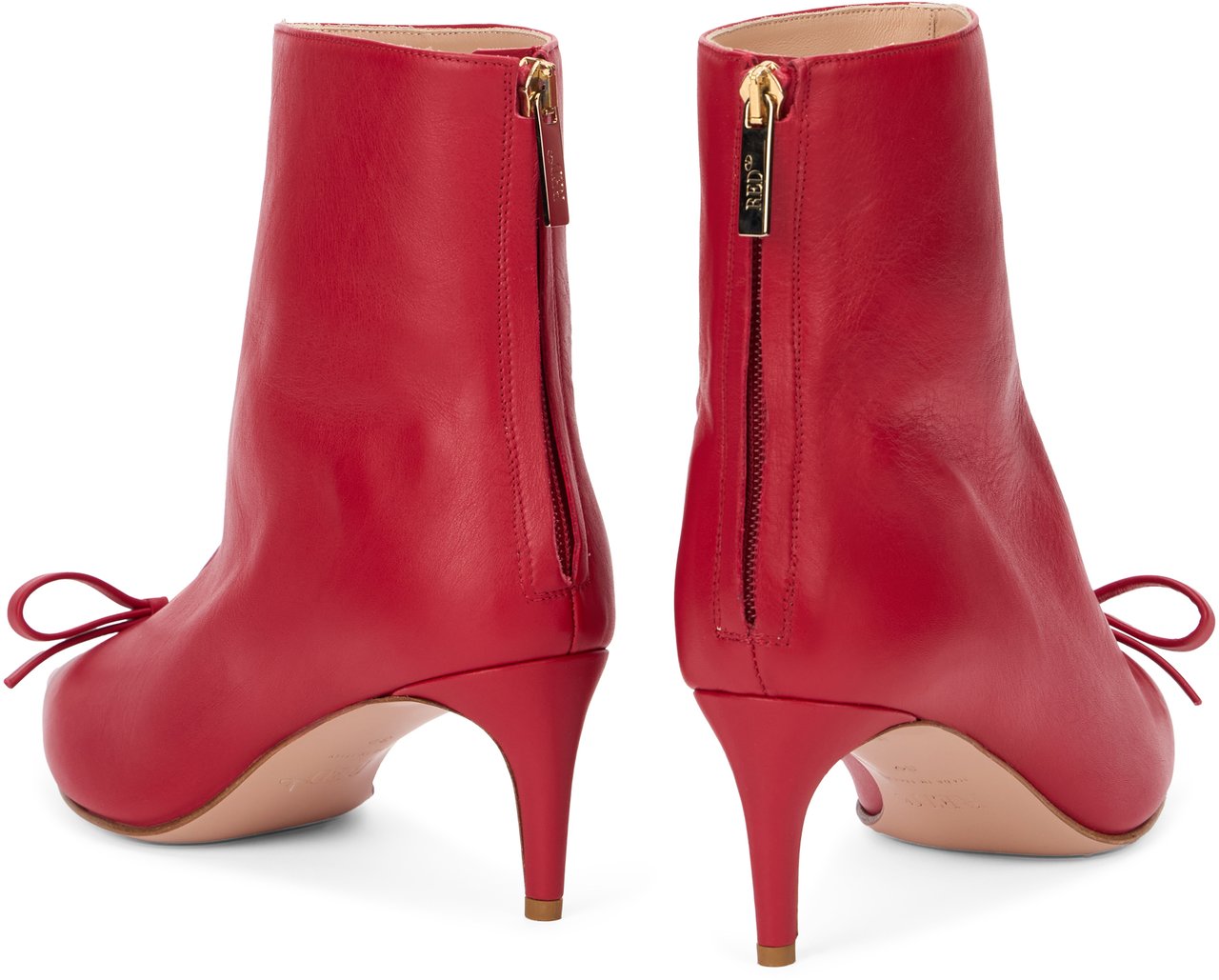 Valentino Elegant Ankle Boots in Red Leather with Bow. Rood