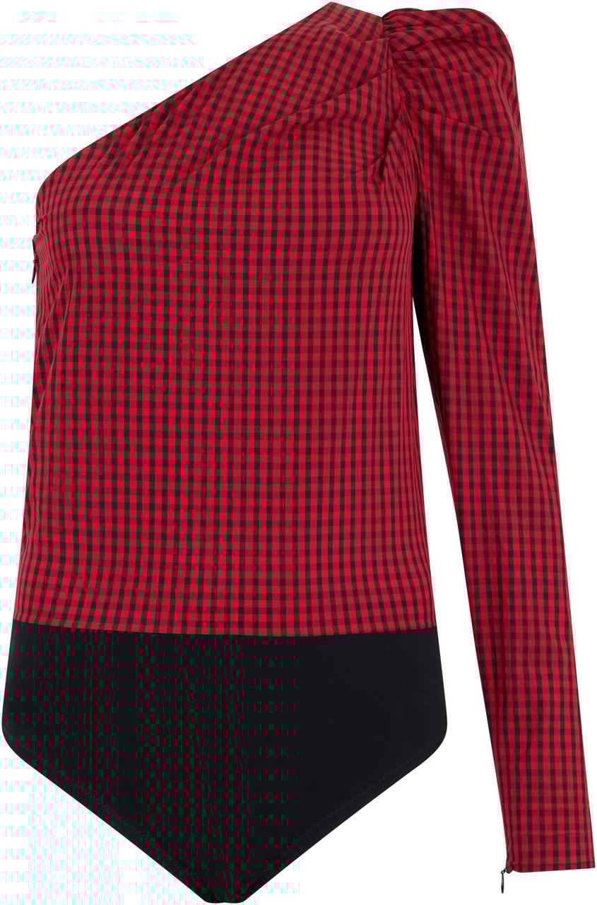 Valentino Modern red and black asymmetric body. Rood