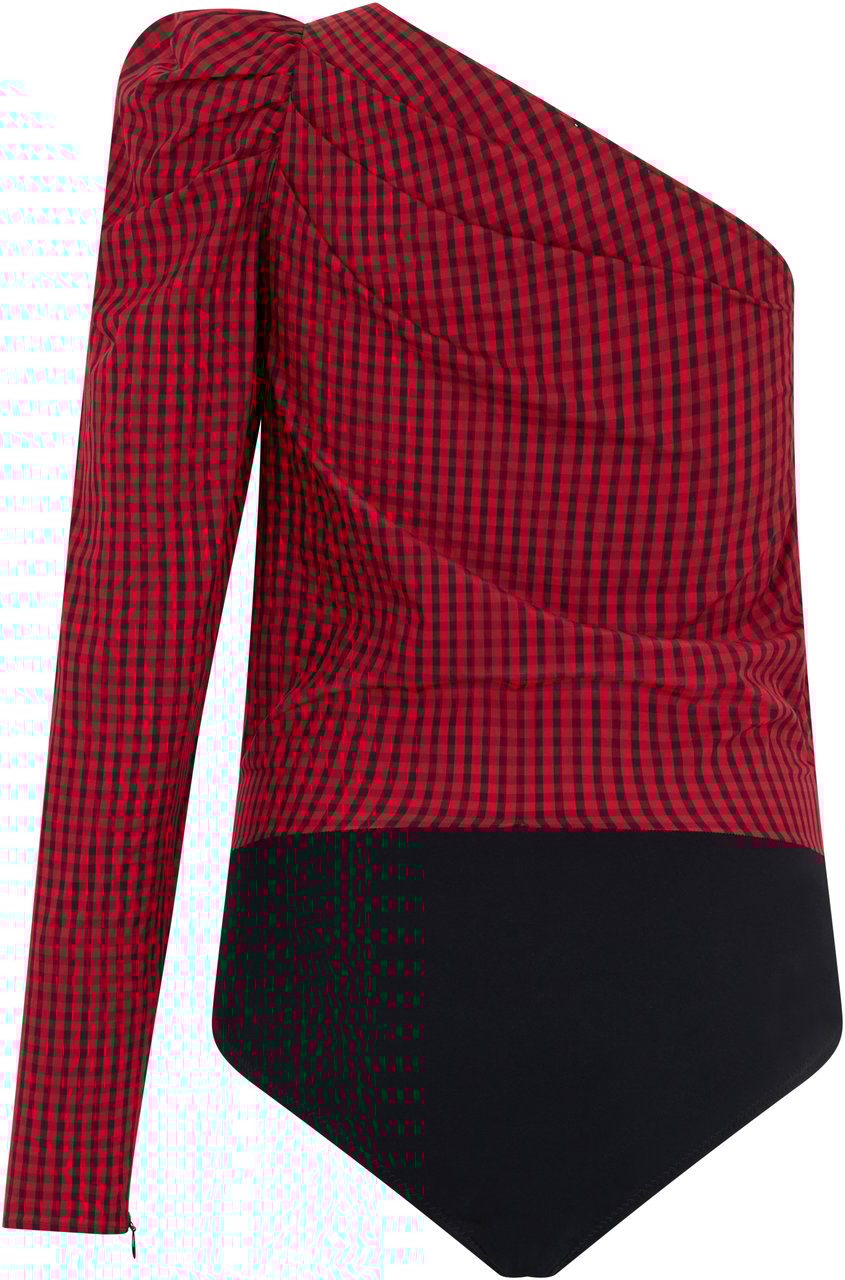 Valentino Modern red and black asymmetric body. Rood