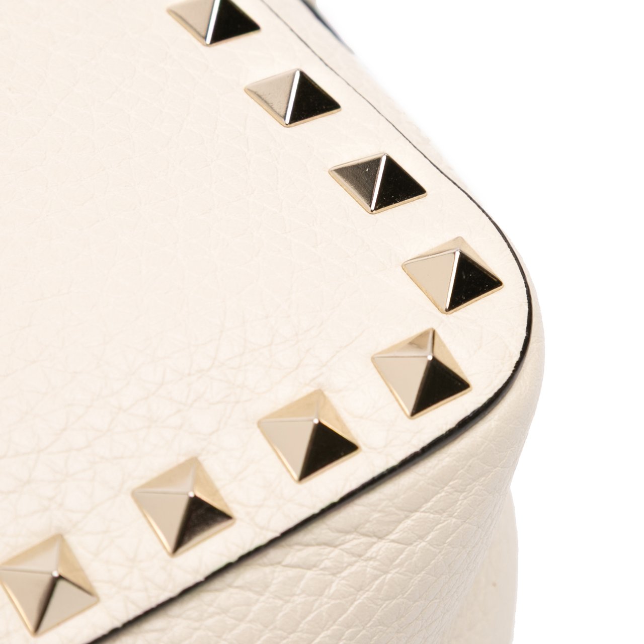 Valentino Grainy Calfskin Rockstud Camera Bag Wit