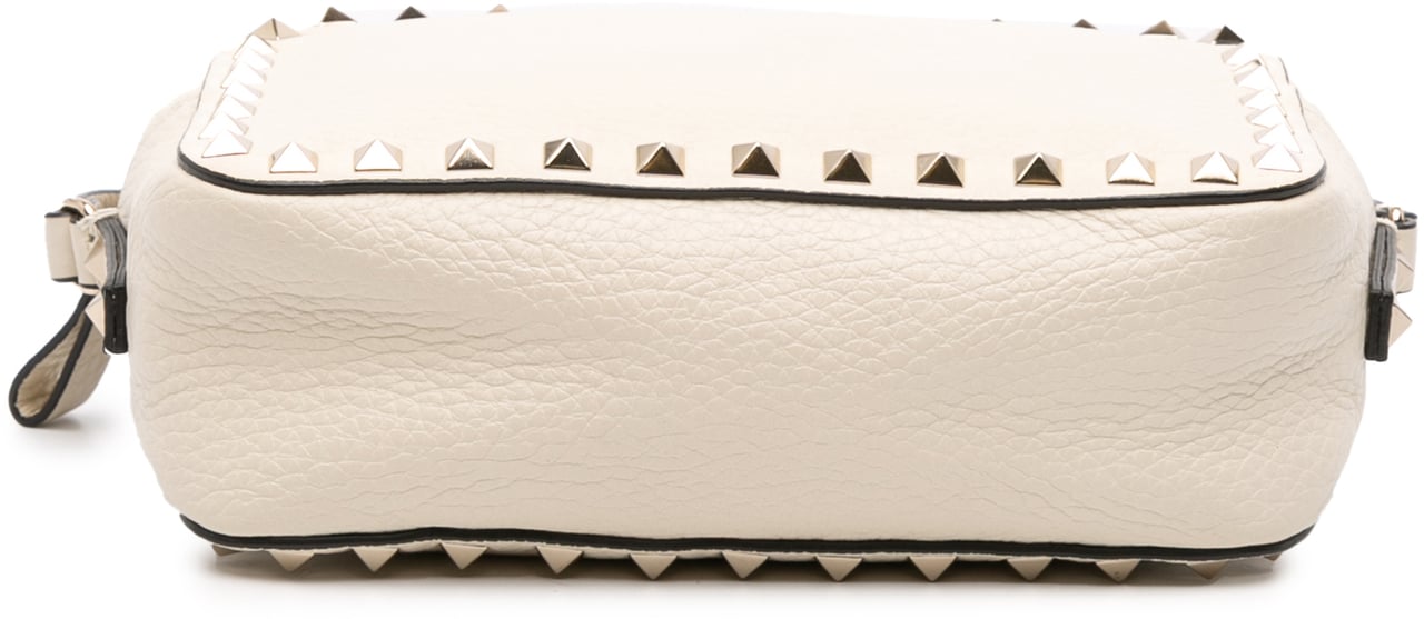 Valentino Grainy Calfskin Rockstud Camera Bag Wit