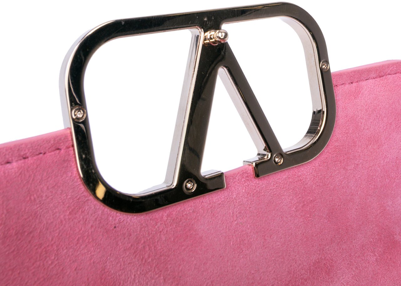 Valentino Small Leather VLogo Type Crossbody Roze