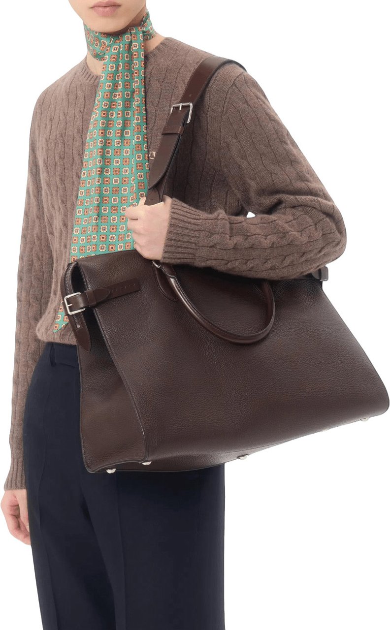 Valentino ANTIBES LARGE DOUBLE HANDLE WEEKEND BAG Bruin