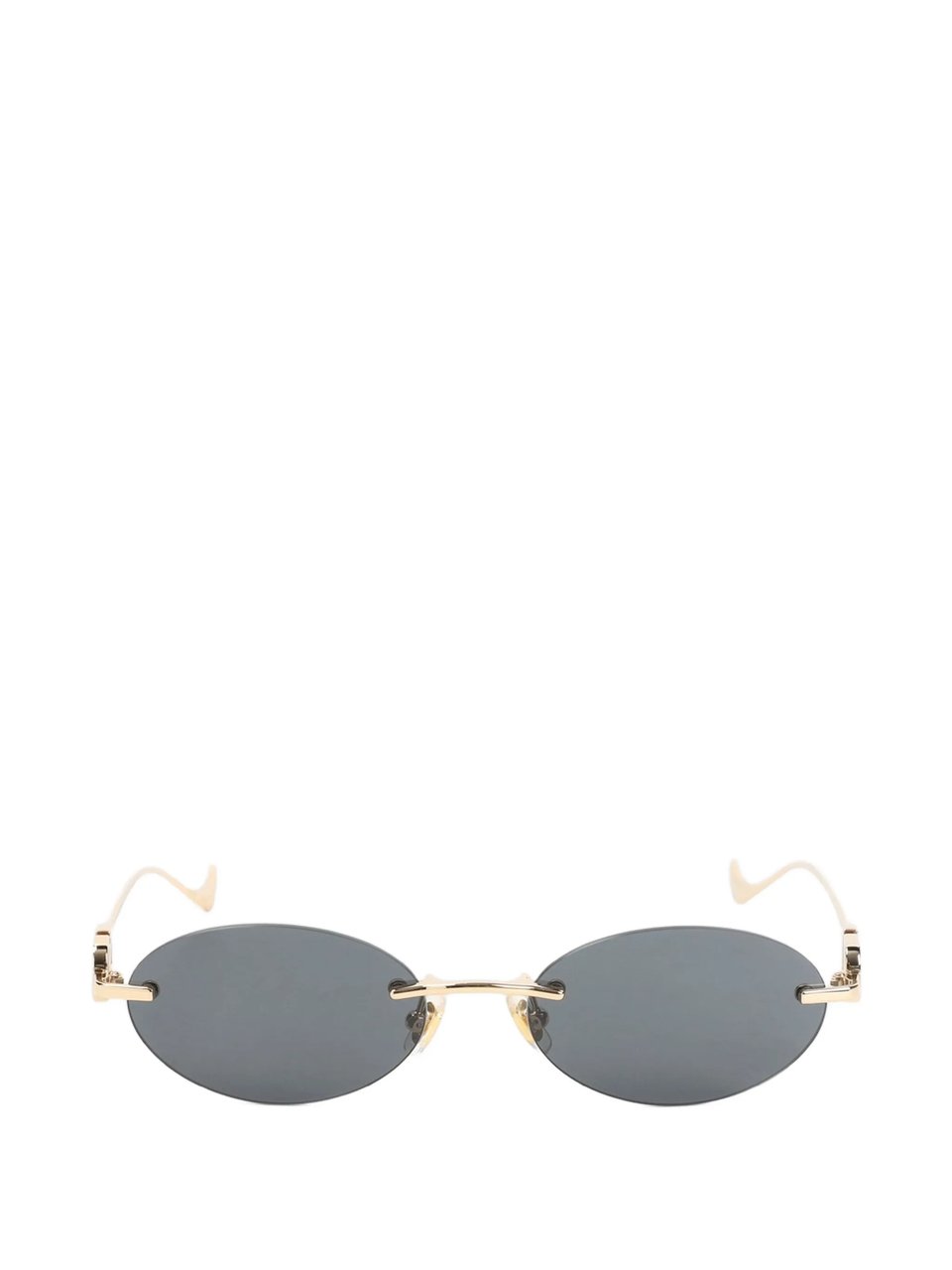 Valentino Black Rimless Oval Gold-tone Metal Sunglasses Grijs
