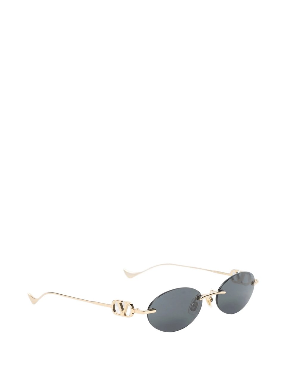 Valentino Black Rimless Oval Gold-tone Metal Sunglasses Grijs