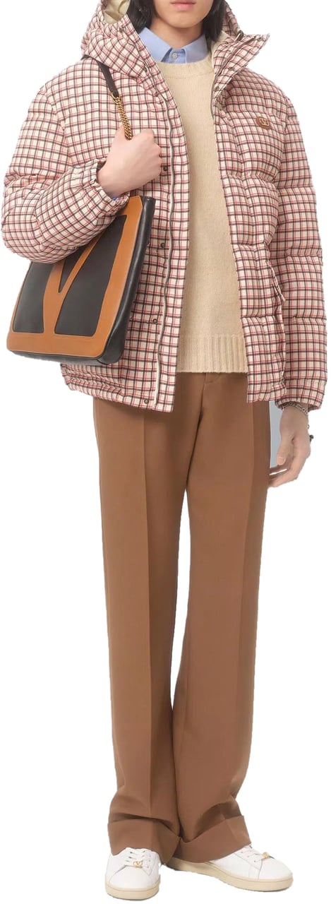 Valentino VLOGO SIGNATURE TECHNO PRINTED CHECK DOWN JACKET Wit