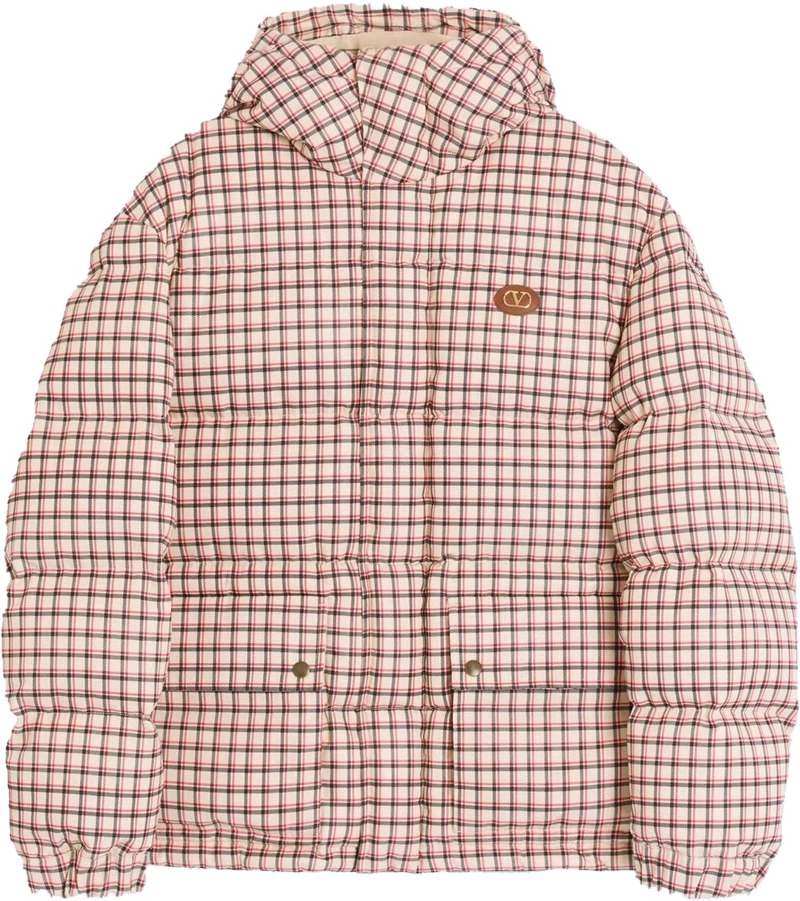 Valentino VLOGO SIGNATURE TECHNO PRINTED CHECK DOWN JACKET Wit