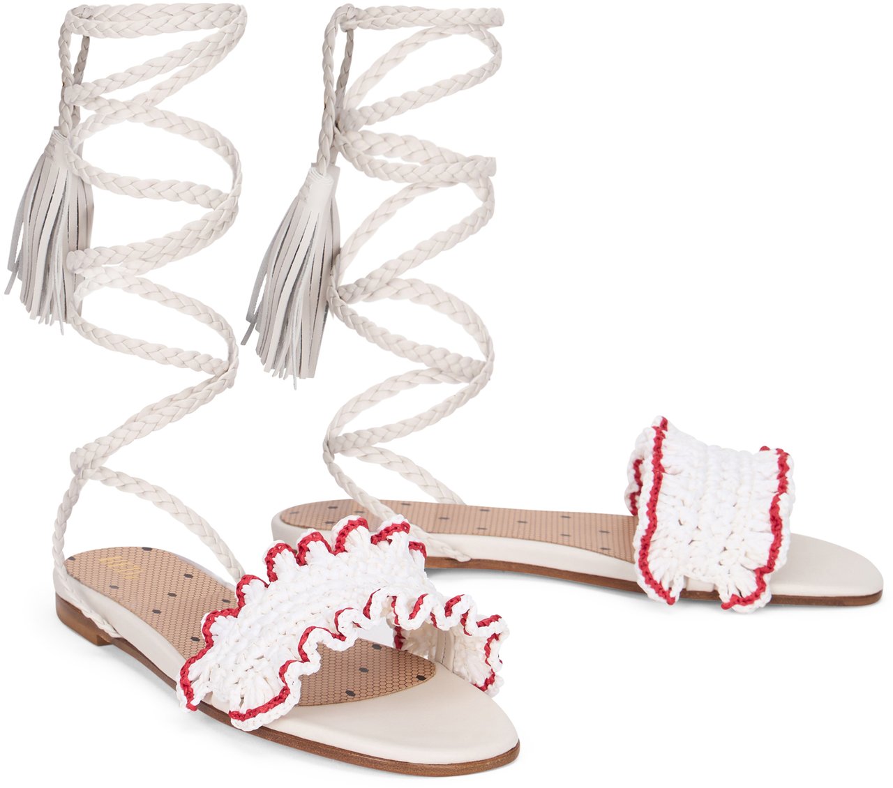 Valentino Elegant minimalist sandals with straps around the calf Wit