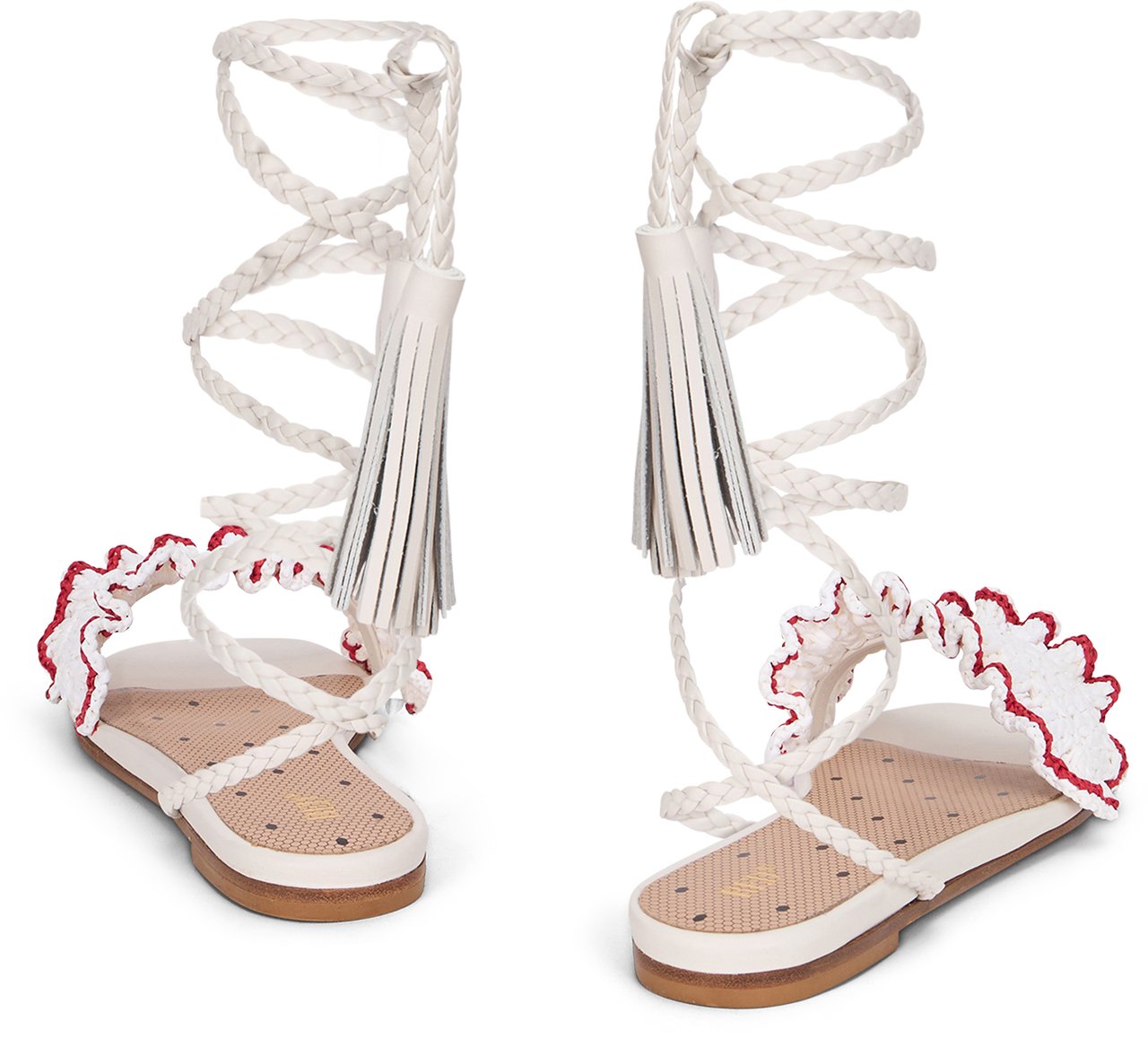 Valentino Elegant minimalist sandals with straps around the calf Wit