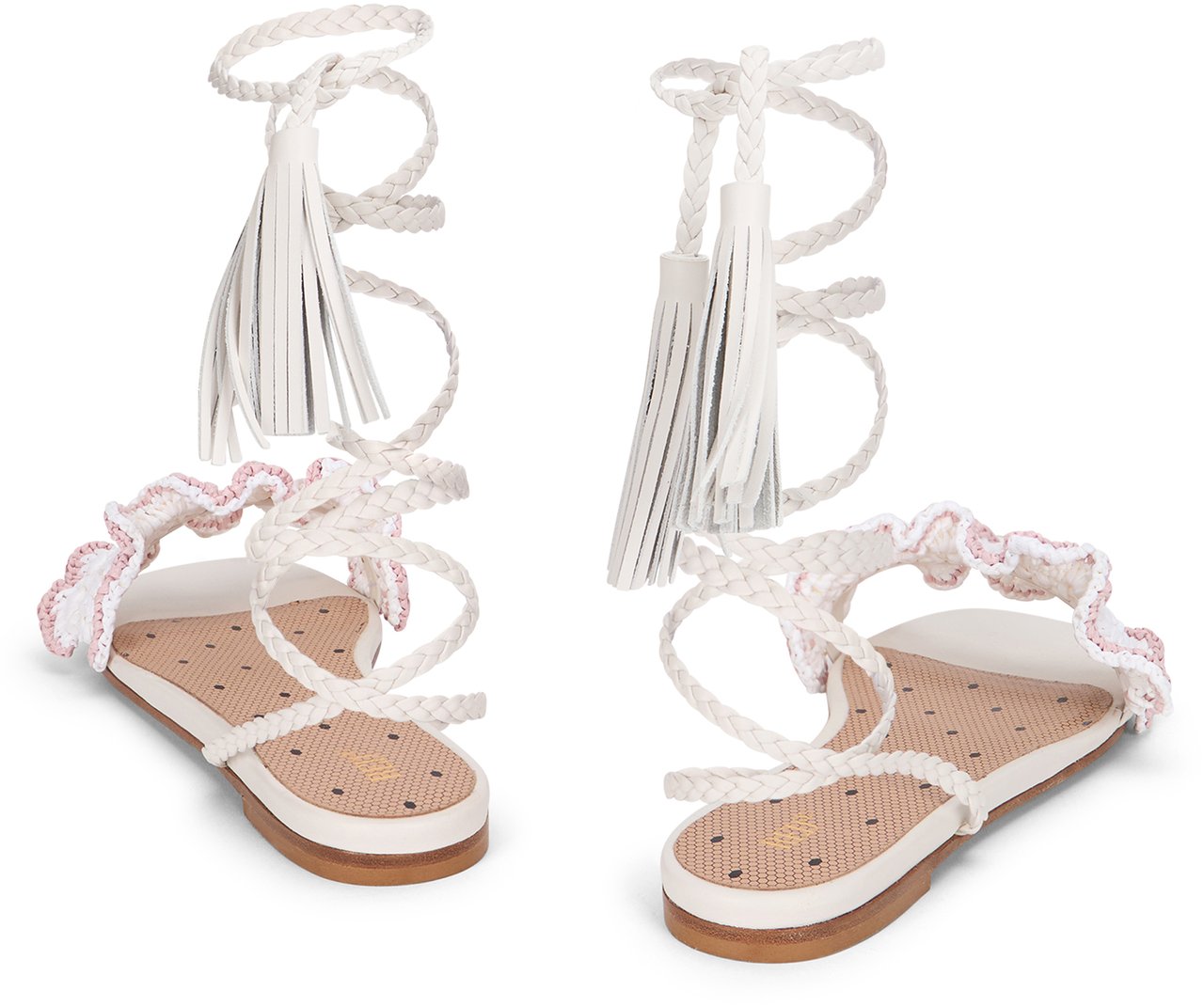 Valentino Elegant and minimalist sandals with a long strap around the calf Wit