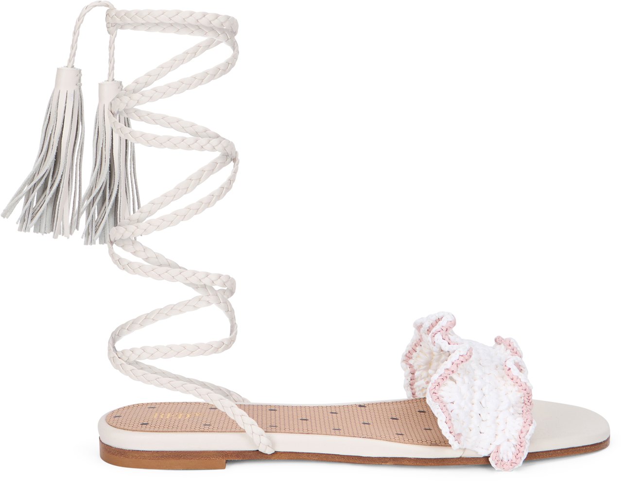 Valentino Elegant and minimalist sandals with a long strap around the calf Wit