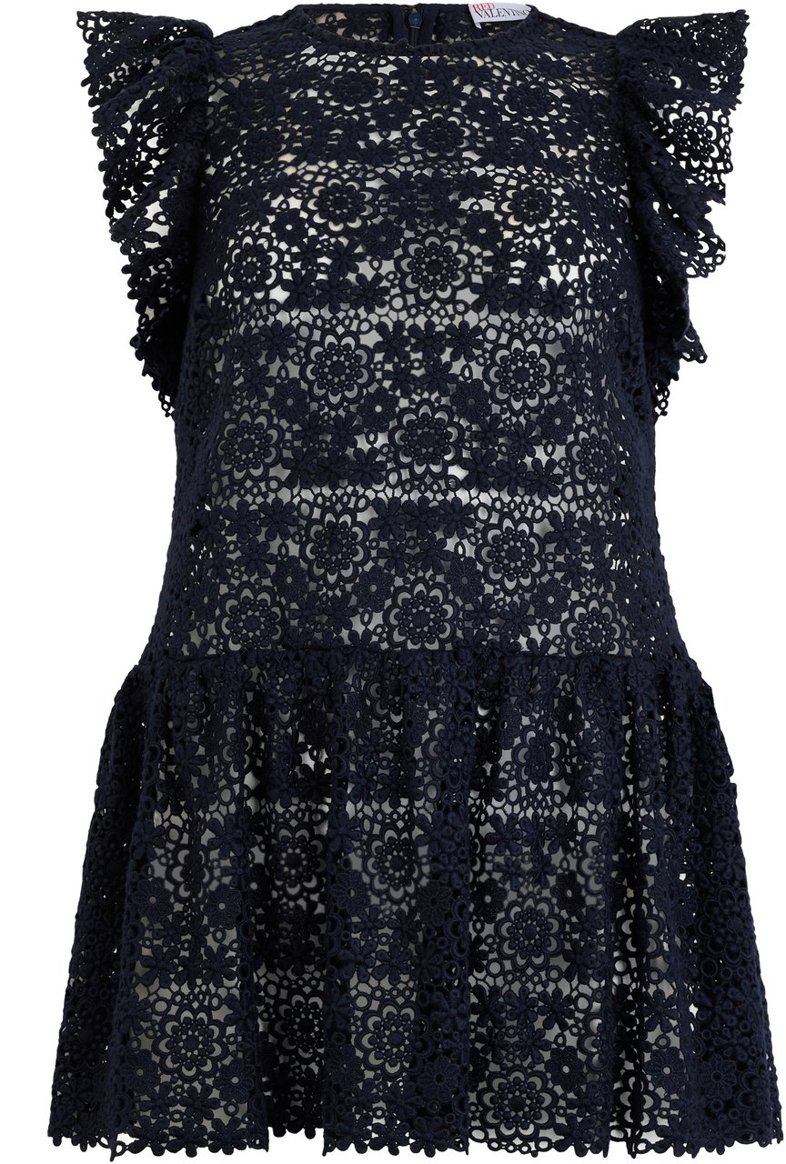 Valentino Short black dress, elegant with floral details and cut-outs. Blauw