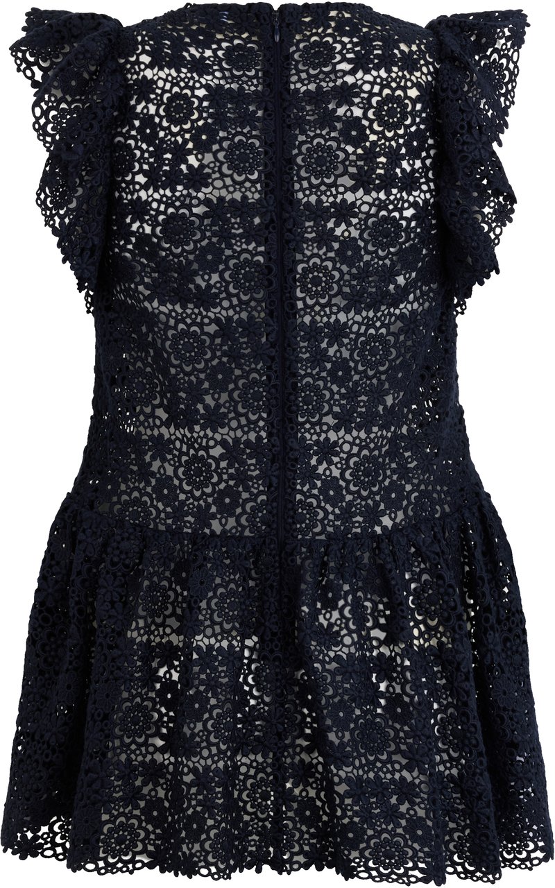 Valentino Short black dress, elegant with floral details and cut-outs. Blauw