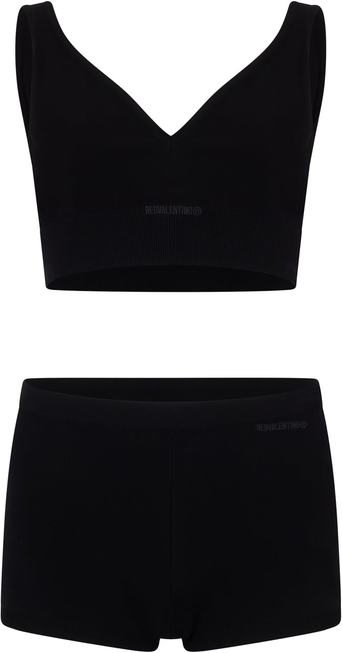 Valentino Set of black top and shorts with a casual and versatile design Zwart