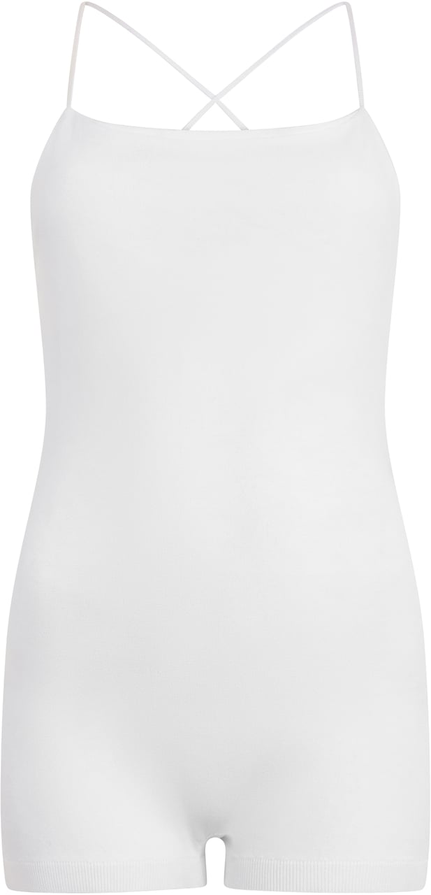 Valentino Elegant white short jumpsuit with crossed straps. Wit