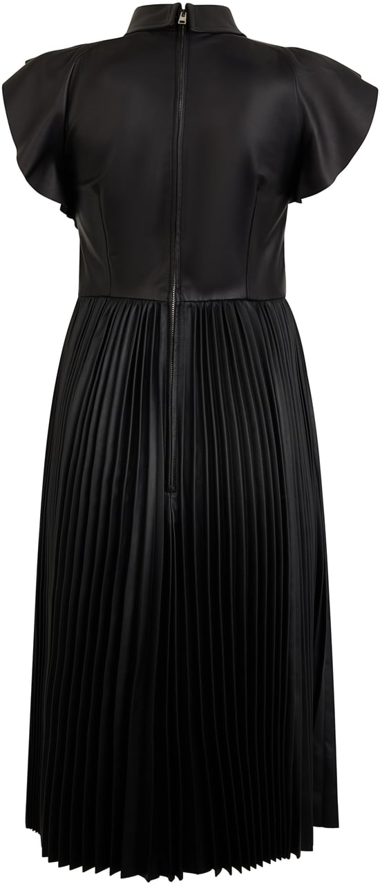 Valentino Elegant black leather midi dress for any occasion Zwart