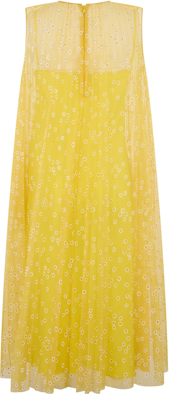 Valentino Yellow midi dress without sleeves with floral pattern Geel