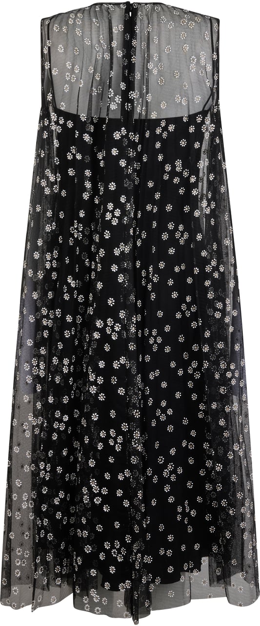 Valentino Elegant black midi dress with floral details. Zwart