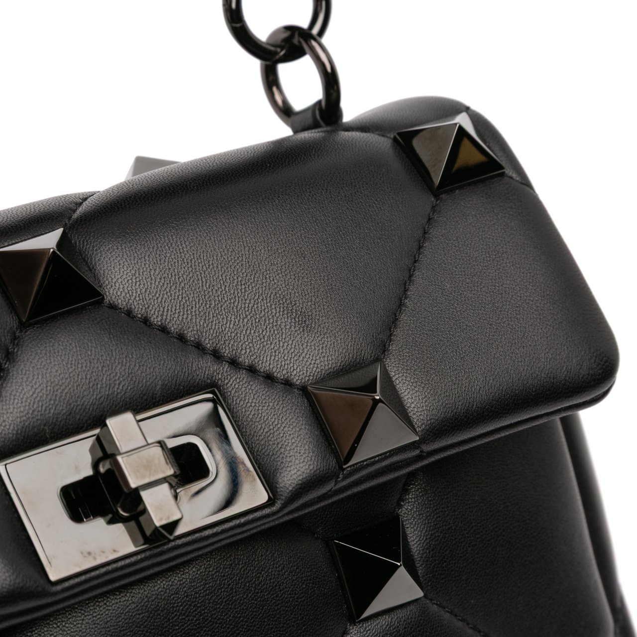Valentino Medium Nappa Monochrome Roman Stud Satchel Zwart