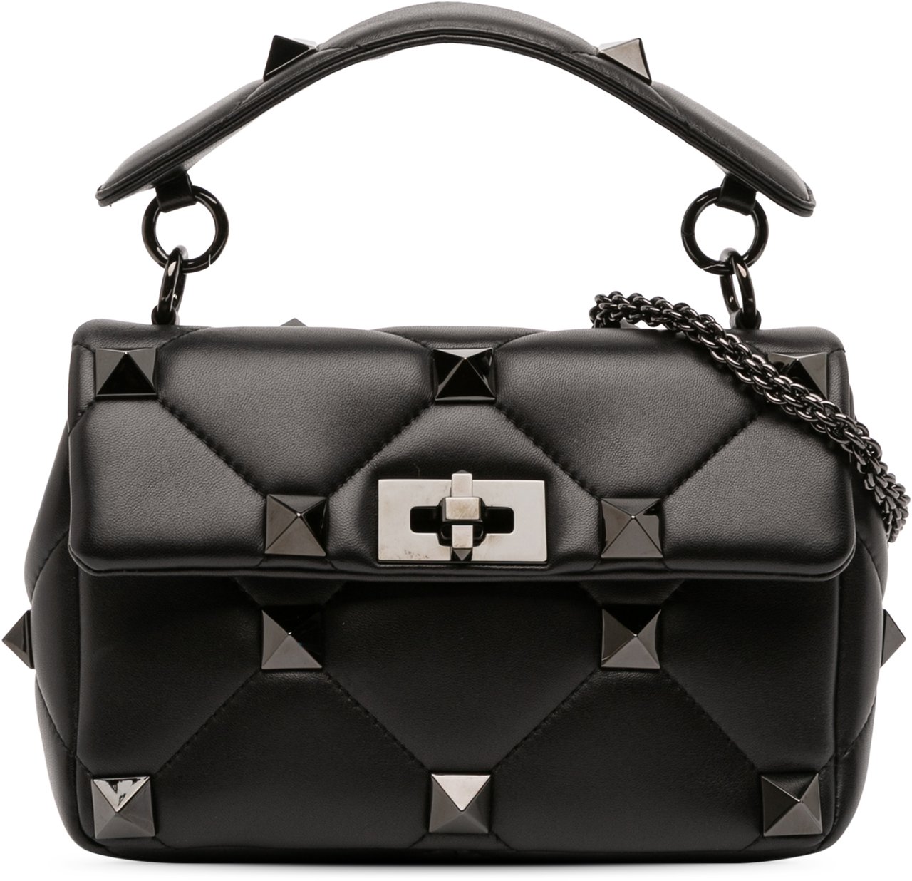 Valentino Medium Nappa Monochrome Roman Stud Satchel Zwart