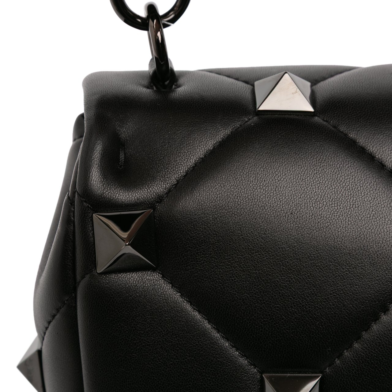 Valentino Medium Nappa Monochrome Roman Stud Satchel Zwart