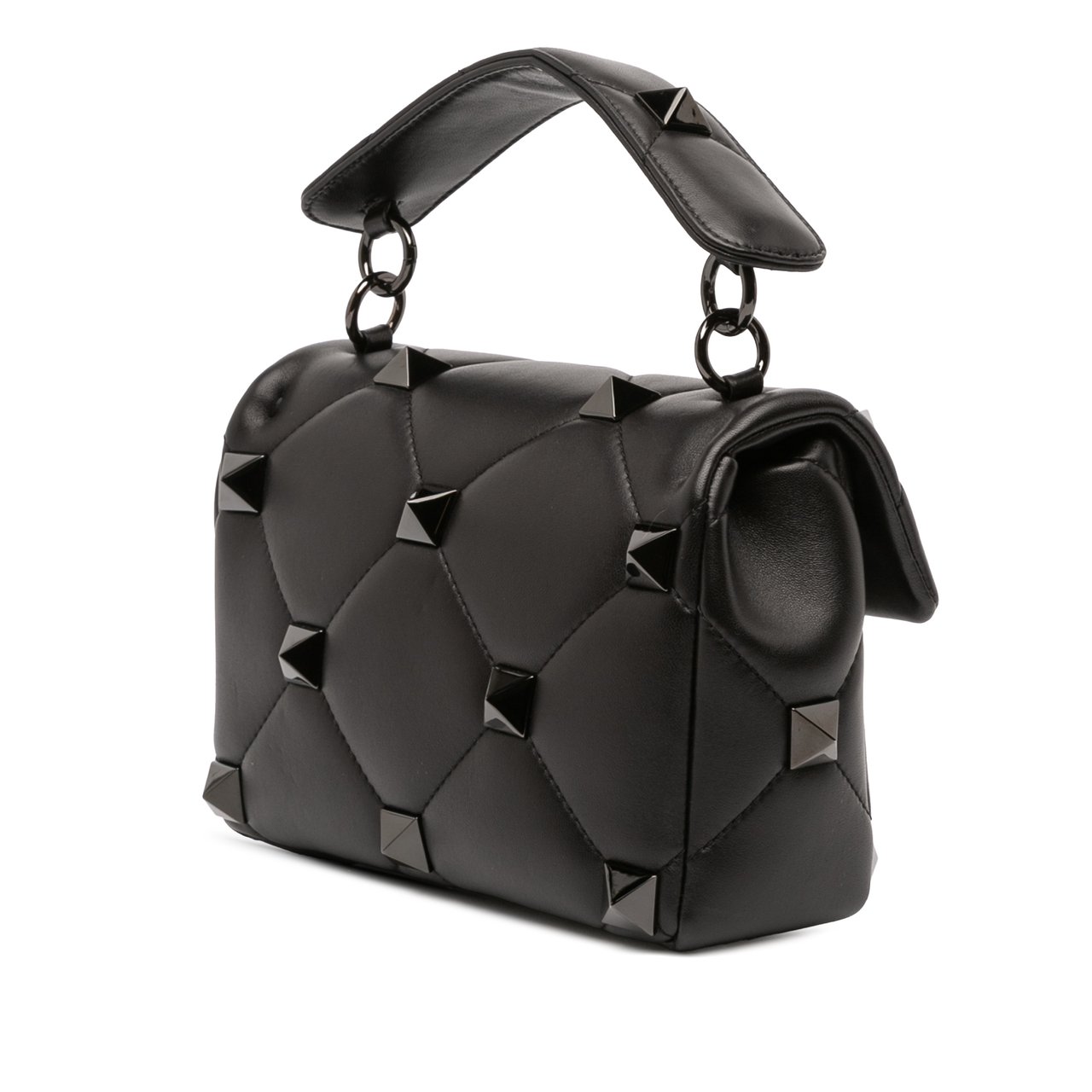 Valentino Medium Nappa Monochrome Roman Stud Satchel Zwart
