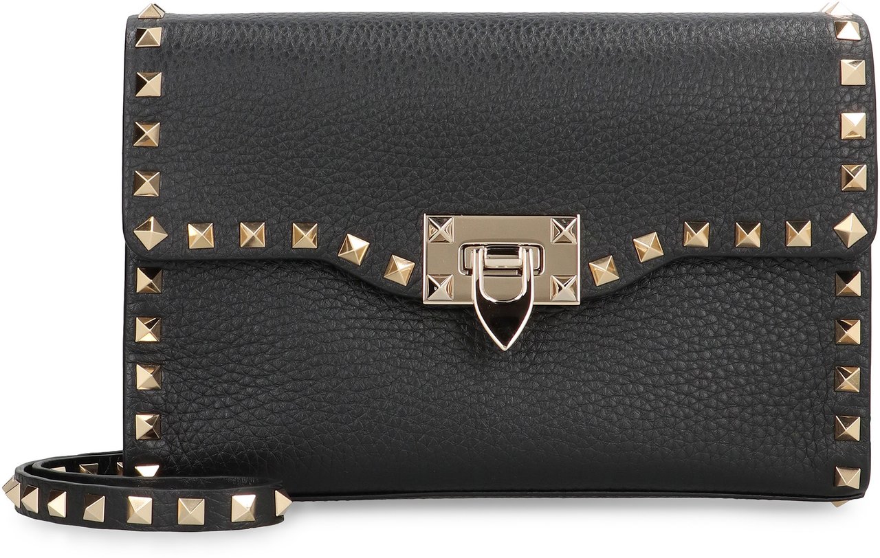 Valentino Rockstud small leather crossbody bag Zwart