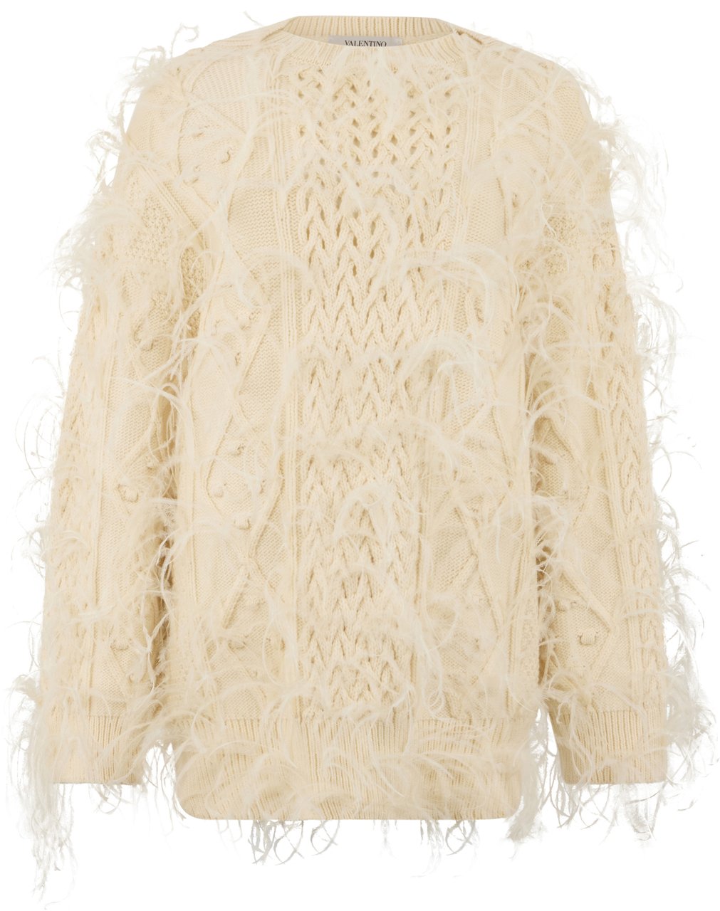 Valentino Sweater with crew neck in virgin wool Neutraal