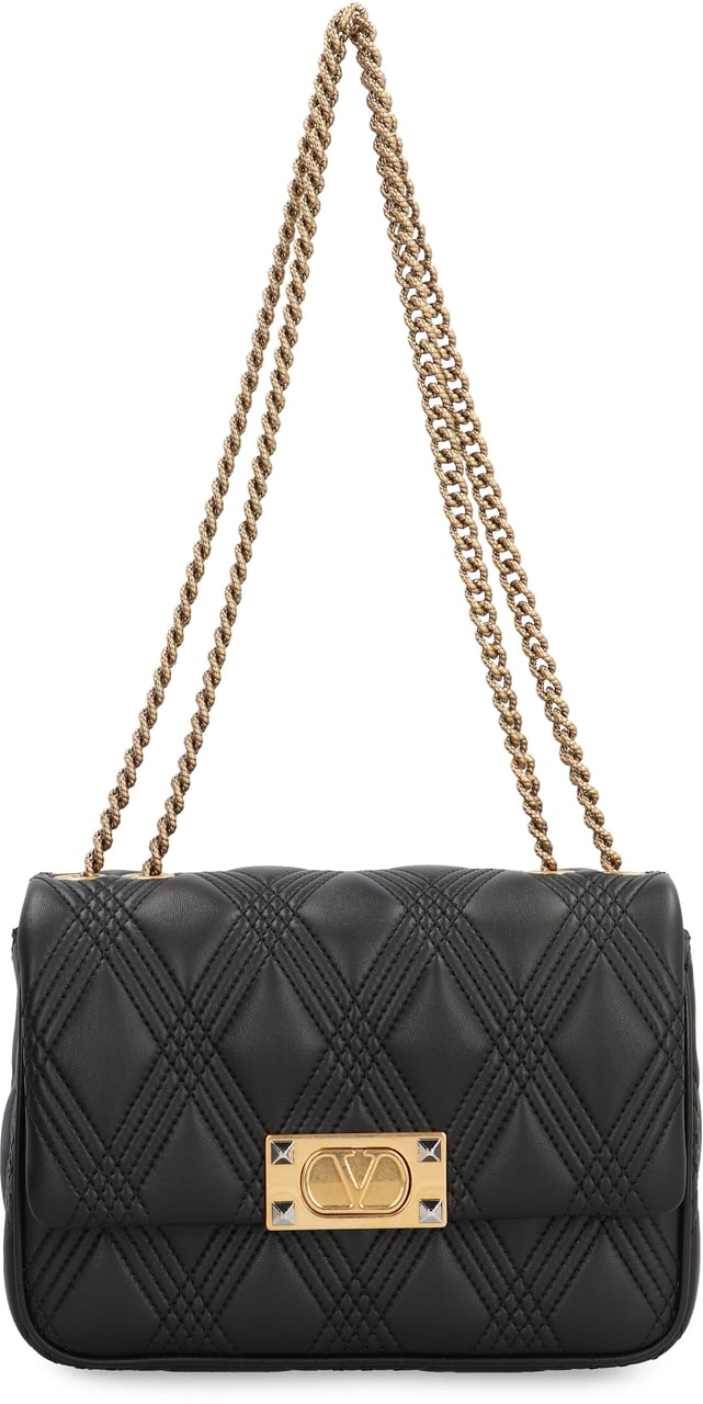 Valentino Quiltie 67 leather shoulder bag Zwart