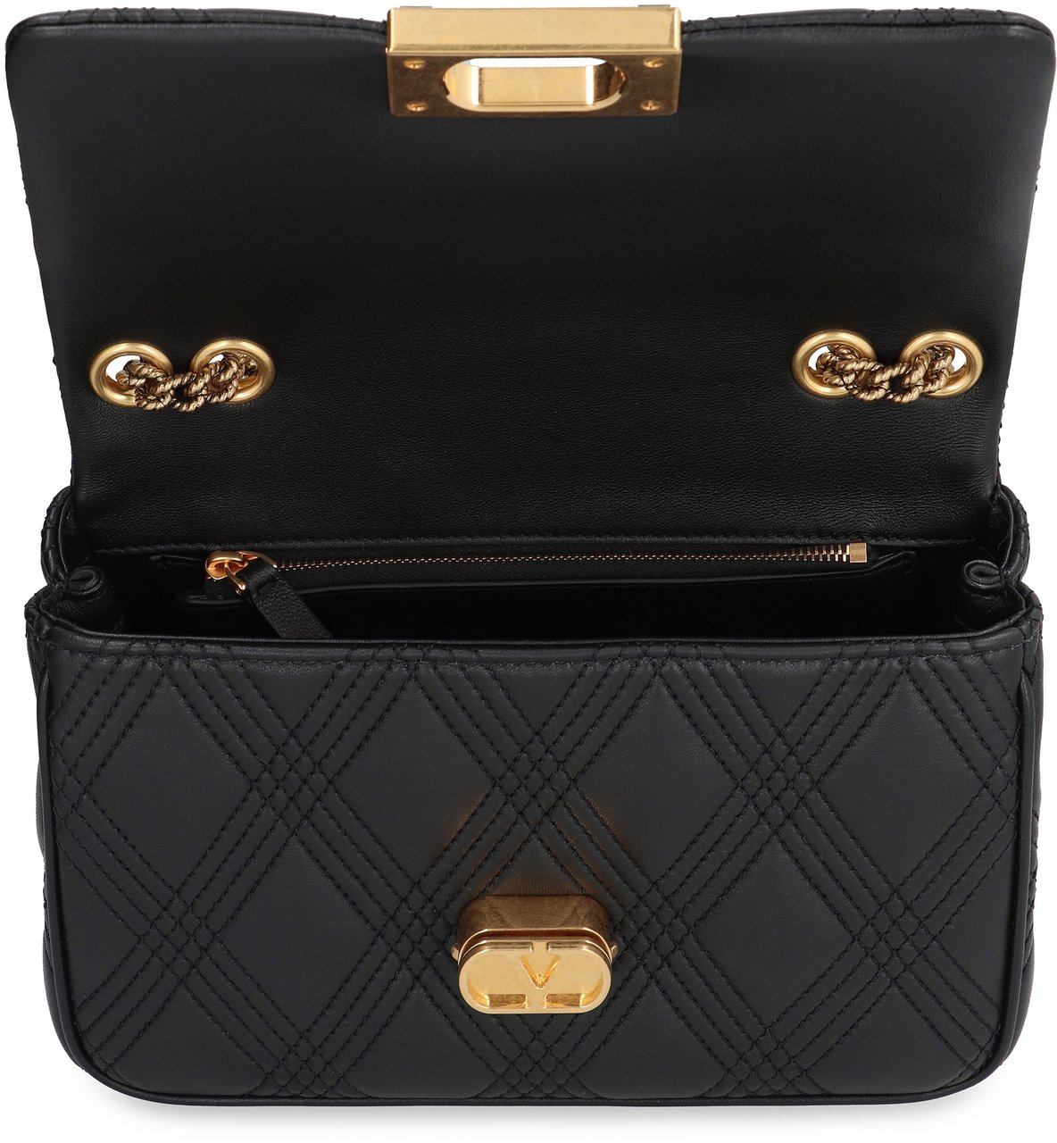 Valentino Quiltie 67 leather shoulder bag Zwart