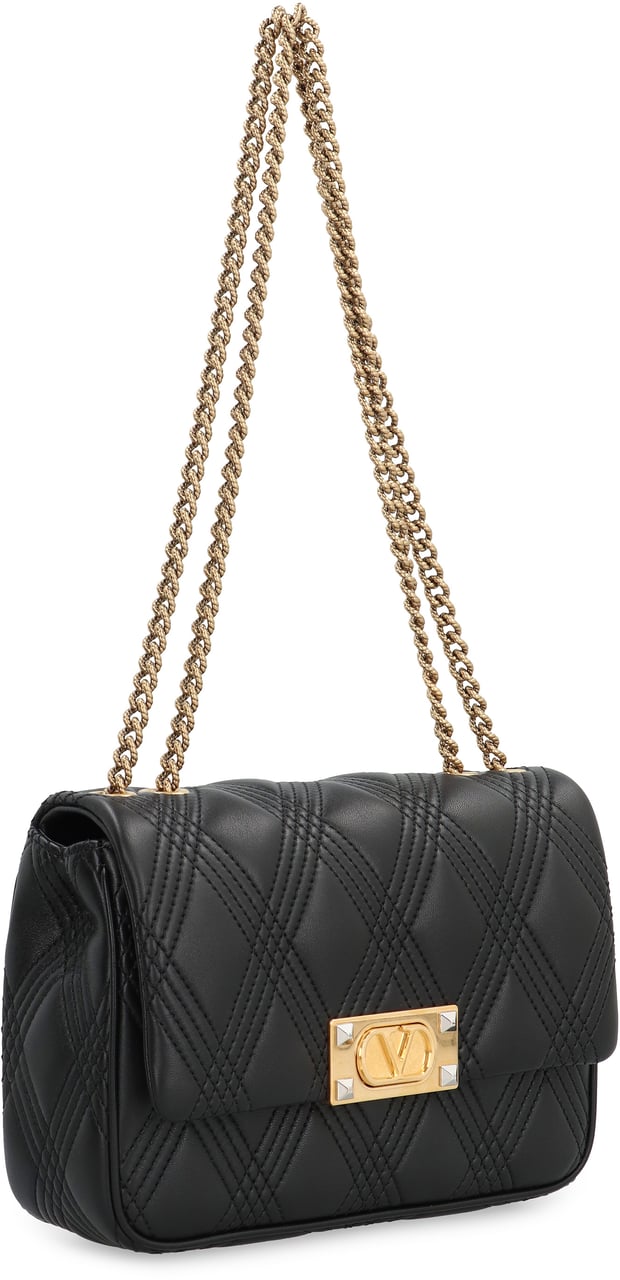 Valentino Quiltie 67 leather shoulder bag Zwart