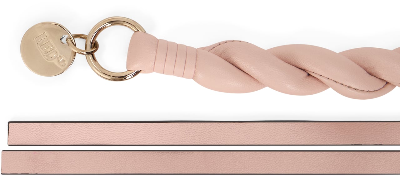Valentino Pale pink belt with braided design, minimal and chic. Roze