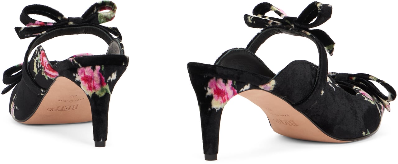 Valentino Elegant black shoes with mid heel and floral pattern. Zwart